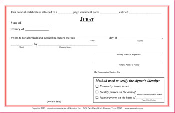 New Mexico Jurat Notarial Certificate Pad