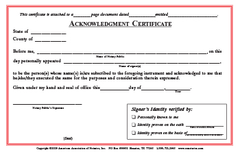 New Mexico Acknowledgment Notarial Certificate Pad